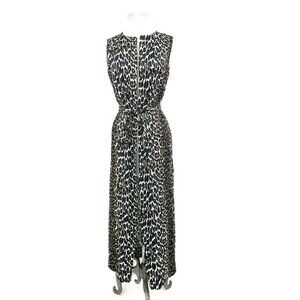 Vintage Gay Lee Sleeveless Leopard Print Robe Womens S/M Tie Open Duster